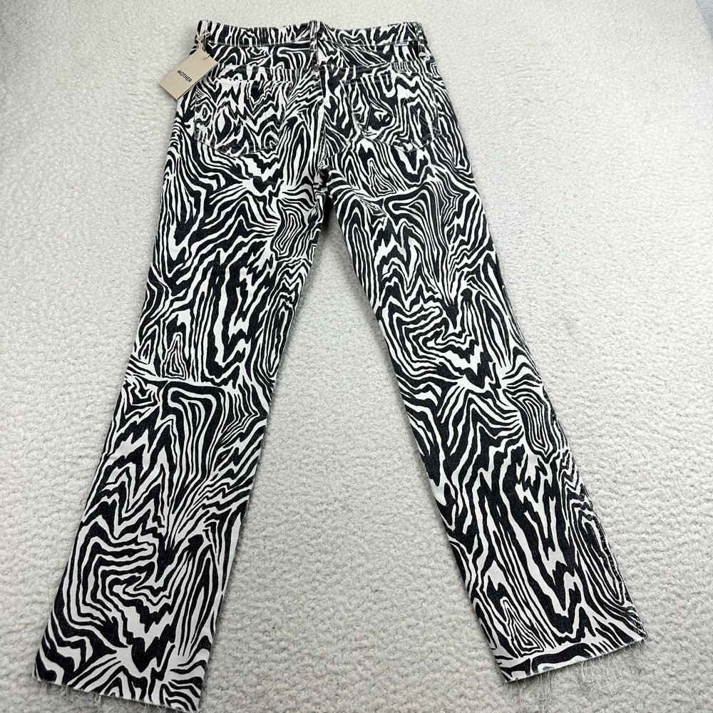 NWT Mother Rascal Ankle Fray Jeans Womens 28 Zebra Print Straight Leg High Waist - Picture 8 of 15